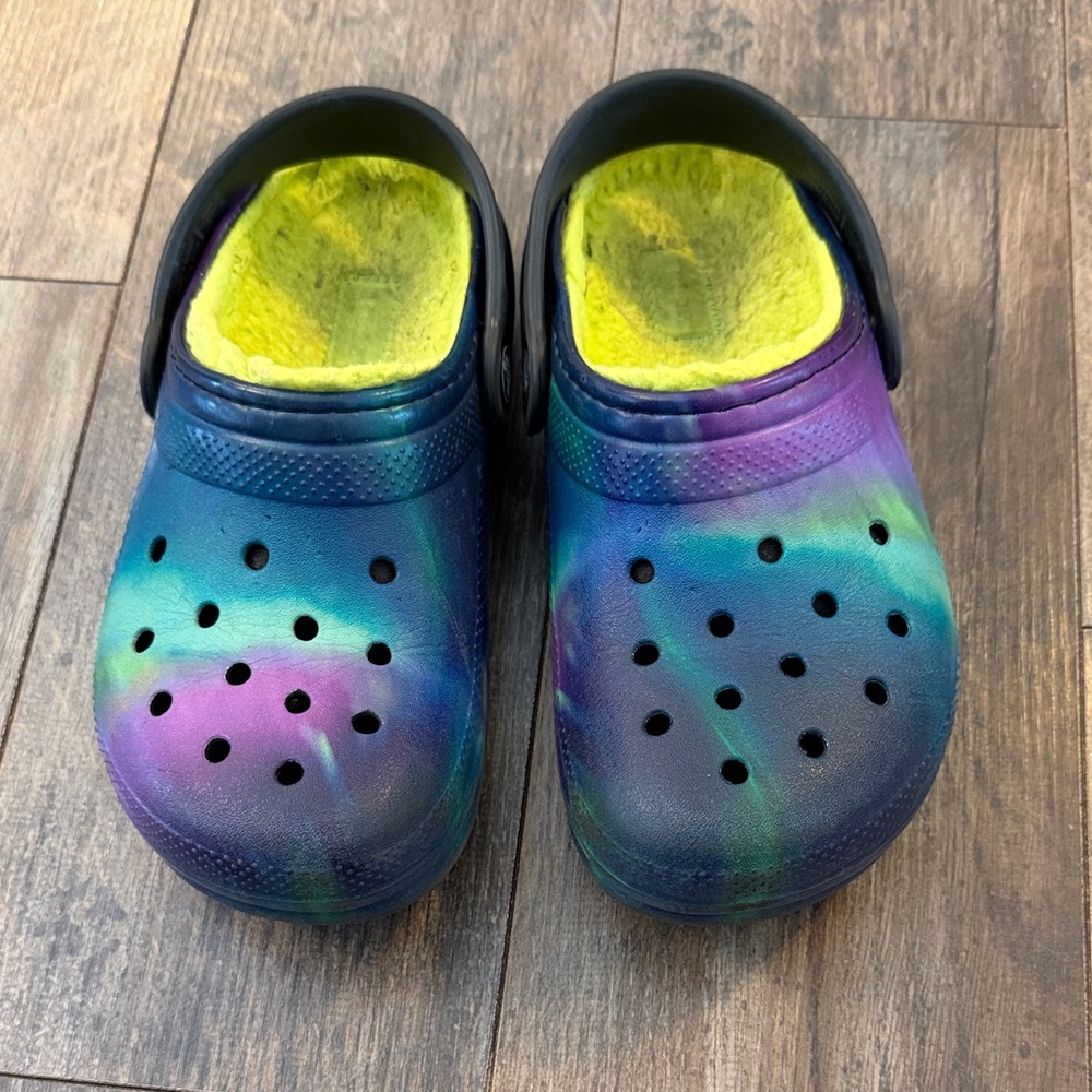 CROCS Kids Slippers in Blue, Purple, and Green